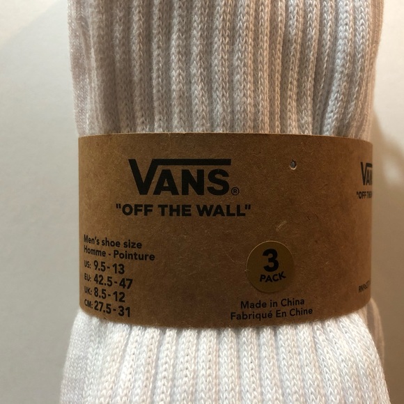 Vans Crew Socks, White, 3 Pair - Picture 2 of 8